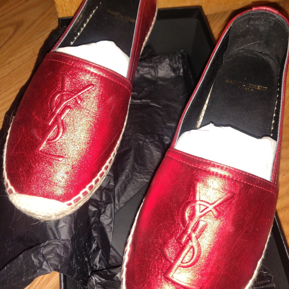 Red Metallic Saint Laurent Espadrilles
